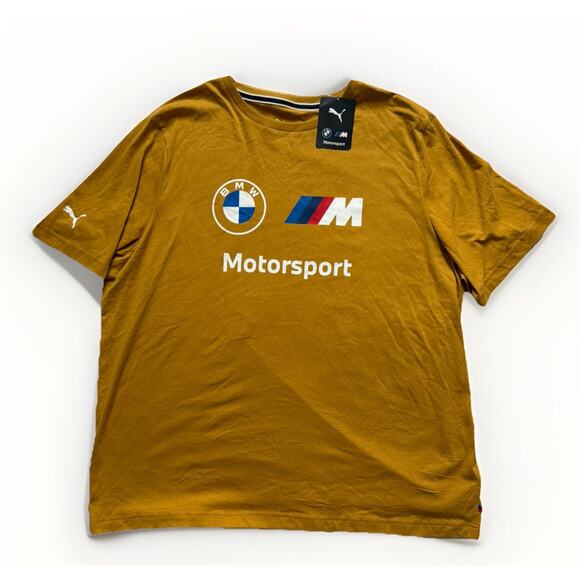 NWT Puma BMW Motorsport Essential Logo Men's T Shirt Gold Sz XXL $40 - Picture 1 of 7